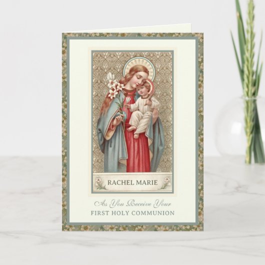 Erste Jungfrau der Heiligen Kommunion Mary Jesus G Karte (Vorderseite)