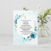 Erste katholische heilige Kommunion Aquarellblüte Einladung (Stehend Vorderseite)
