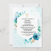 Erste katholische heilige Kommunion Aquarellblüte Einladung (Vorderseite)