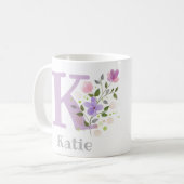 Erste Katie mit anfänglichen Plus-Namen mit Blume Kaffeetasse (Vorderseite Links)