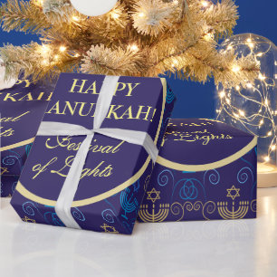 Erste Kerze des Chanukka-Fest der Lichter-Party Geschenkpapier