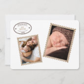 Erste Klasse Ankunft Baby Ankündigung (Rückseite)