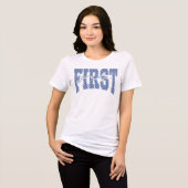 Erste Klasse Blaue Punkte Retro Tri-Blend Shirt (Vorderseite voll)