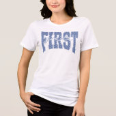 Erste Klasse Blaue Punkte Retro Tri-Blend Shirt (Vorderseite)