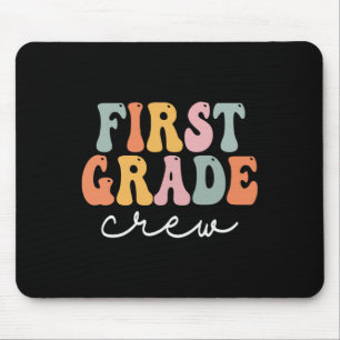 Erste Klasse Crew Retro Groovy Vintage Erster Tag Mousepad