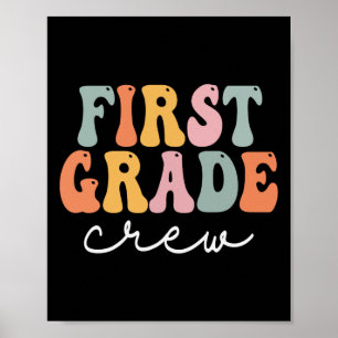 Erste Klasse Crew Retro Groovy Vintage Erster Tag Poster