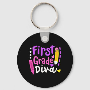 Erste Klasse Diva Lustiger Willkommensgruß zum Sch Schlüsselanhänger