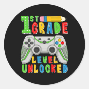Erste Klasse freigeschaltet Ck Zur Schule Gamer Ju Runder Aufkleber