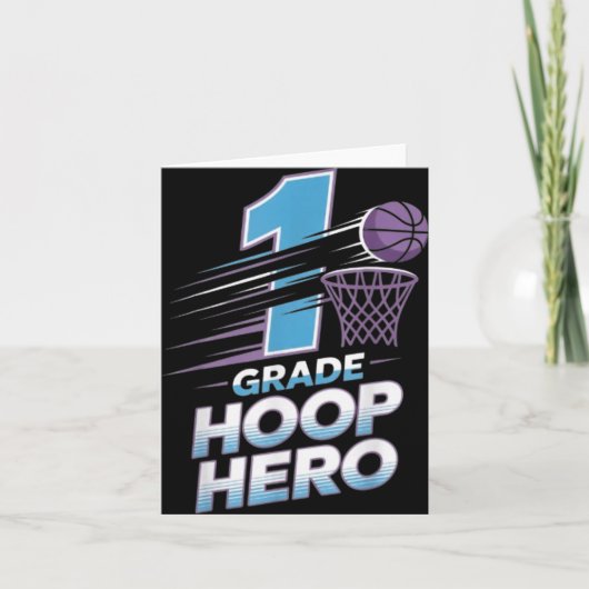 Erste Klasse Hoop Hero - 1. Klasse Basketball Zurü Karte (Vorderseite)