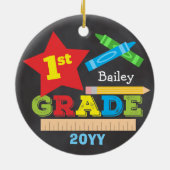Erste Klasse Keepake Chalkboard Farbenfroh Keramik Ornament (Hinten)