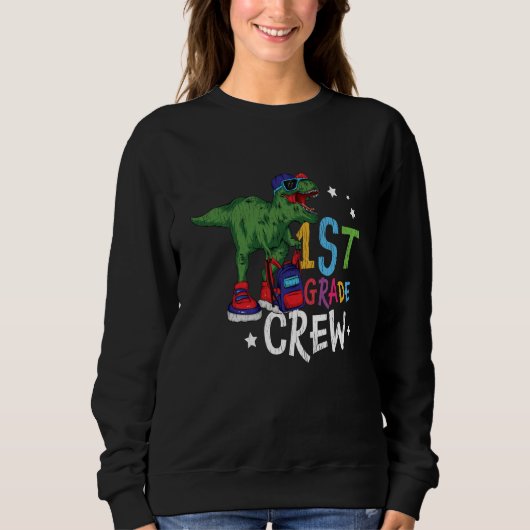 Erste Klasse Kinder Lehrerin Squad Dinosaurier Sweatshirt (Vorderseite)