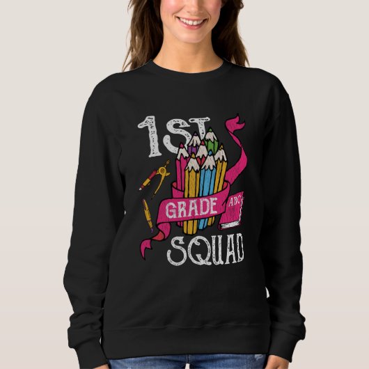 Erste Klasse Kinder Lehrerin Squad Dinosaurier Sweatshirt (Vorderseite)