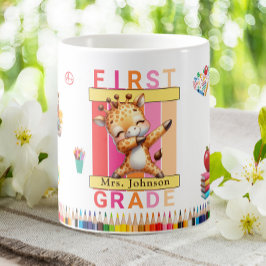 Erste Klasse Lehrer Dabbing Giraffe Kaffeetasse