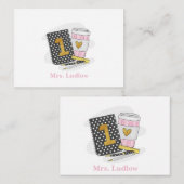 Erste Klasse Lehrer Schwarz Notebook Custom Mitteilungskarte (Vorne/Hinten)