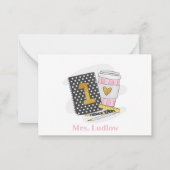 Erste Klasse Lehrer Schwarz Notebook Custom Mitteilungskarte (Rückseite)