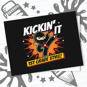 Erste Klasse Ninja Kick ersten Tag zurück zur Schu Postkarte