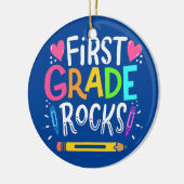 Erste Klasse Rocks Team 1. Klasse Lehrer  Keramik Ornament (Links)