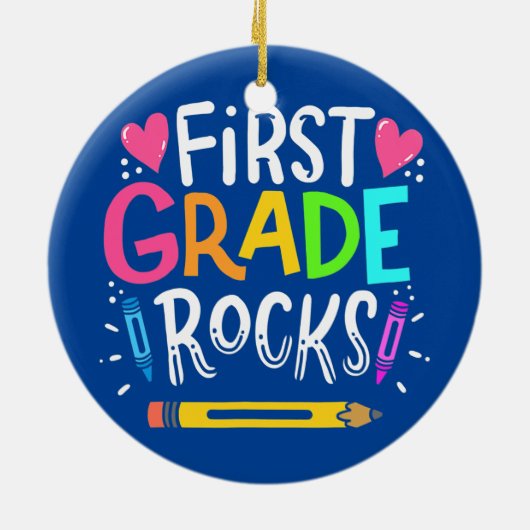 Erste Klasse Rocks Team 1. Klasse Lehrer  Keramik Ornament (Hinten)