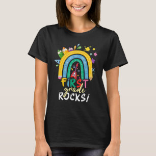 Erste Klasse Rockt Regenbogen Kinder Mädchen Lehre T-Shirt