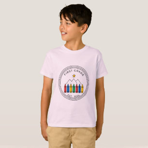 Erste-Klasse-Shirt Crayon-Wald-Berg-Design T-Shirt