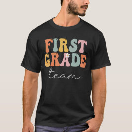 Erste Klasse Team Retro Groovy Vintag erster Tag T-Shirt