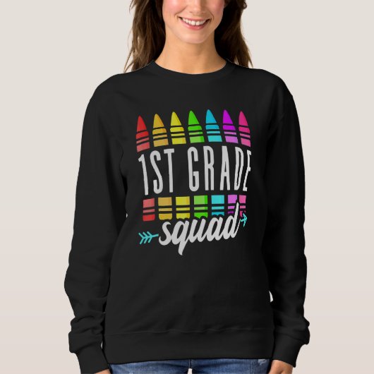 Erste Klasse Trupp Erster Lehrer Schüler Zurück zu Sweatshirt (Vorderseite)