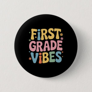 Erste Klasse Vibes Lehrer Schüler Zurück zur Schul Button