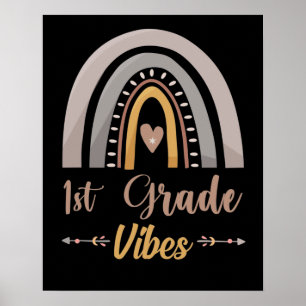 Erste-Klasse-Vibes Regenbogen Erste Klasse Zurück  Poster