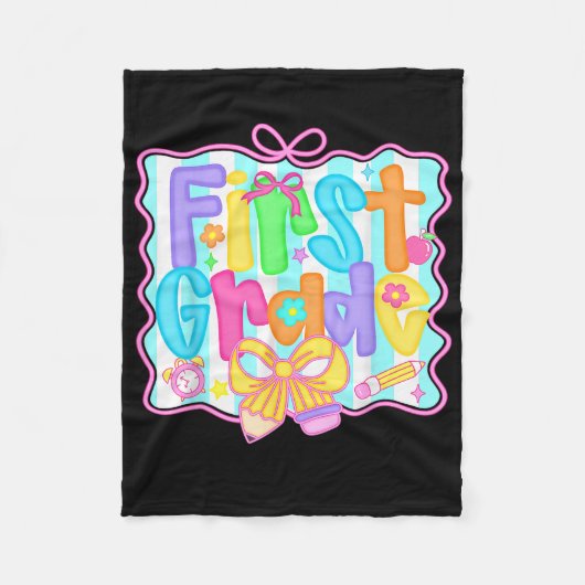 Erste Klasse zurück zur Schule 1. Klasse Coquette Fleecedecke (Vorderseite)