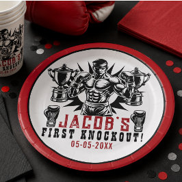 Erste Knock-out-Boxing-Geburtstagsparty Pappteller