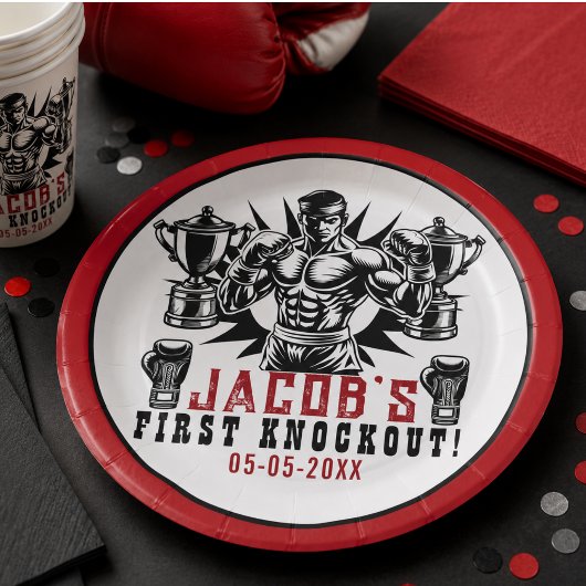 Erste Knock-out-Boxing-Geburtstagsparty Pappteller