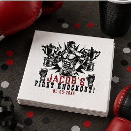 Erste Knock-out-Boxing-Geburtstagsparty Serviette