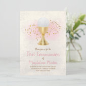 erste kommunale IMITATE Glitzer und rosa Aquarell Einladung (Stehend Vorderseite)