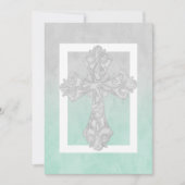 Erste kommunale Wasserfarbe Kreuz Grau und Minze Einladung (Vorderseite)