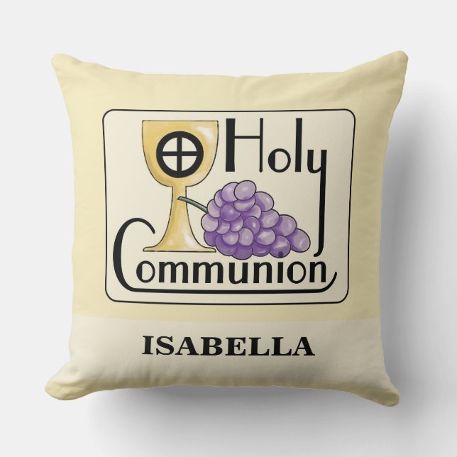 Erste Kommunaltrauben und -Cup, kundenspezifisch Kissen (Vorderseite)