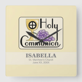 Erste Kommunaltrauben und -Cup, kundenspezifisch Quadratische Wanduhr