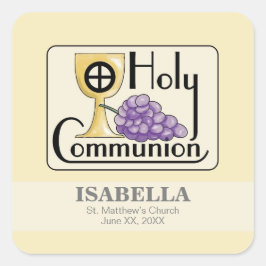 Erste Kommunaltrauben und -Cup, kundenspezifisch Quadratischer Aufkleber