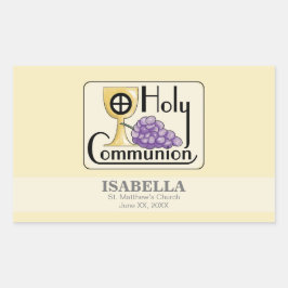 Erste Kommunaltrauben und -Cup, kundenspezifisch Rechteckiger Aufkleber