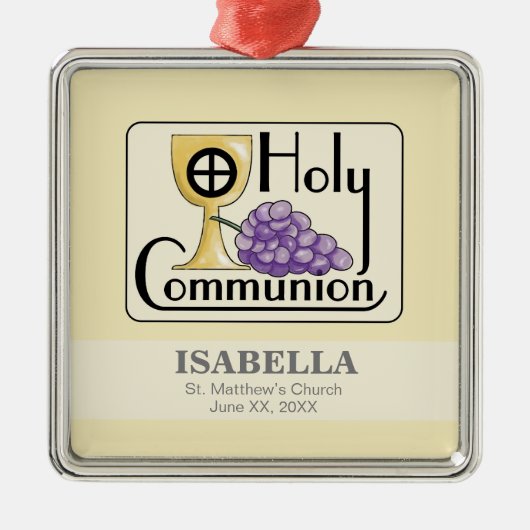 Erste Kommunaltrauben und -Cup, kundenspezifisch Silbernes Ornament (Vorne)