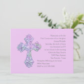 Erste Kommune Abstrakt mit Cross Invitation Einladung (Stehend Vorderseite)