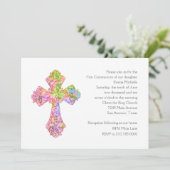 Erste Kommune Abstrakt mit Kreuz Einladung (Stehend Vorderseite)