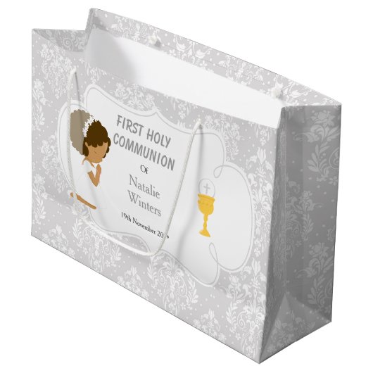 Erste Kommune Afrikanischer Amerikaner Vielen Dank Große Geschenktüte (Vorderseite Schrägansicht)