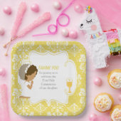 Erste Kommune Afrikanischer Goldene Damaskus Pappteller (Party)