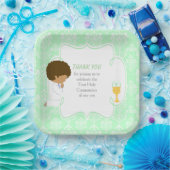 Erste Kommune Afrikanischer Grüner Damast Pappteller (Party)