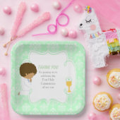 Erste Kommune Afrikanischer Grüner Damast Pappteller (Party)