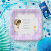 Erste Kommune Afrikanischer Lila Damast Pappteller (Party)