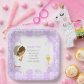 Erste Kommune Afrikanischer Lila Damast Pappteller (Party)