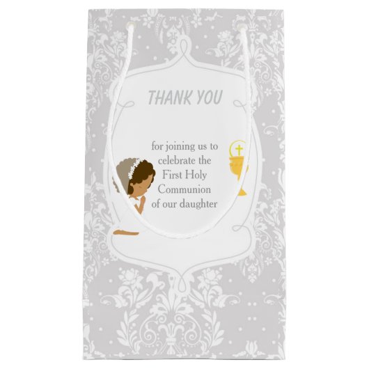 Erste Kommune Afrikanisches Mädchen Vielen Dank Kleine Geschenktüte (Vorderseite)