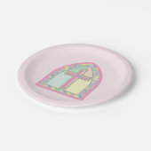 Erste Kommune aus rosa gefestigtem Glas Pappteller (Schrägansicht)