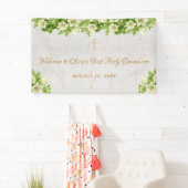 Erste Kommune Begrüßung Floral White Lilies Marmor Banner (Insitu)